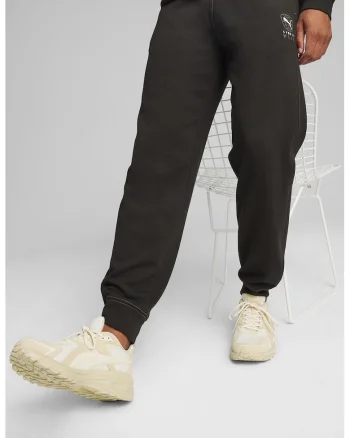 Pantaloni de trening cu croiala conica si snur de ajustare Better Sportswear, Negru