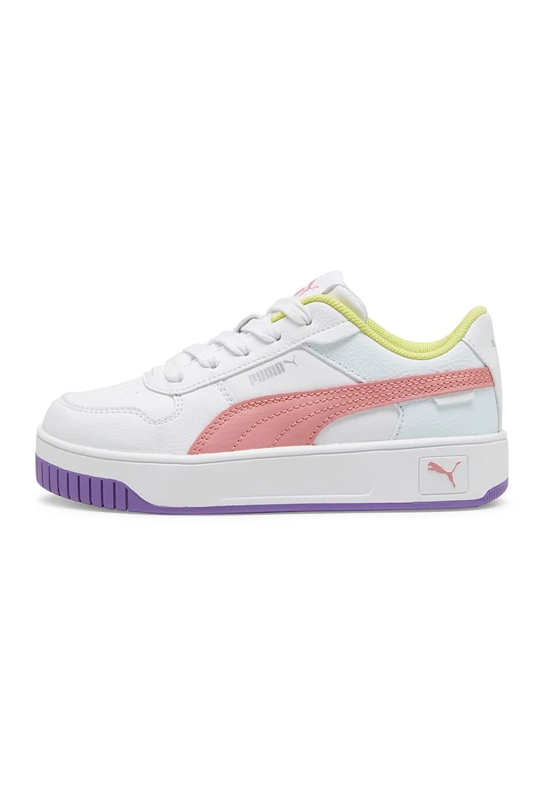 Pantofi sport de piele ecologica Carina Street, Alb/Coral