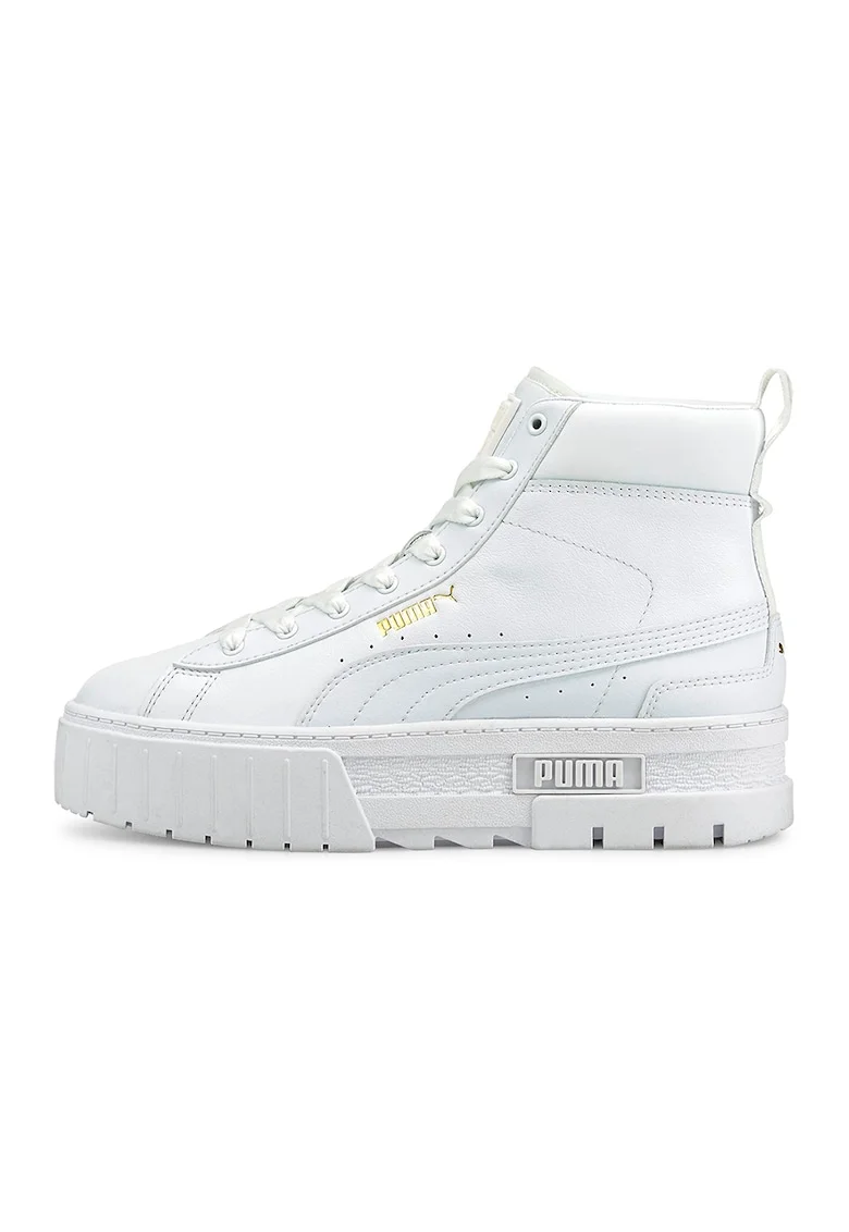 Pantofi sport high-top de piele cu insertii de piele ecologica Mayze, Alb