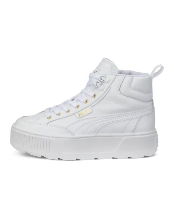 Pantofi sport mid-high de piele si piele ecologica Karmen, Alb optic