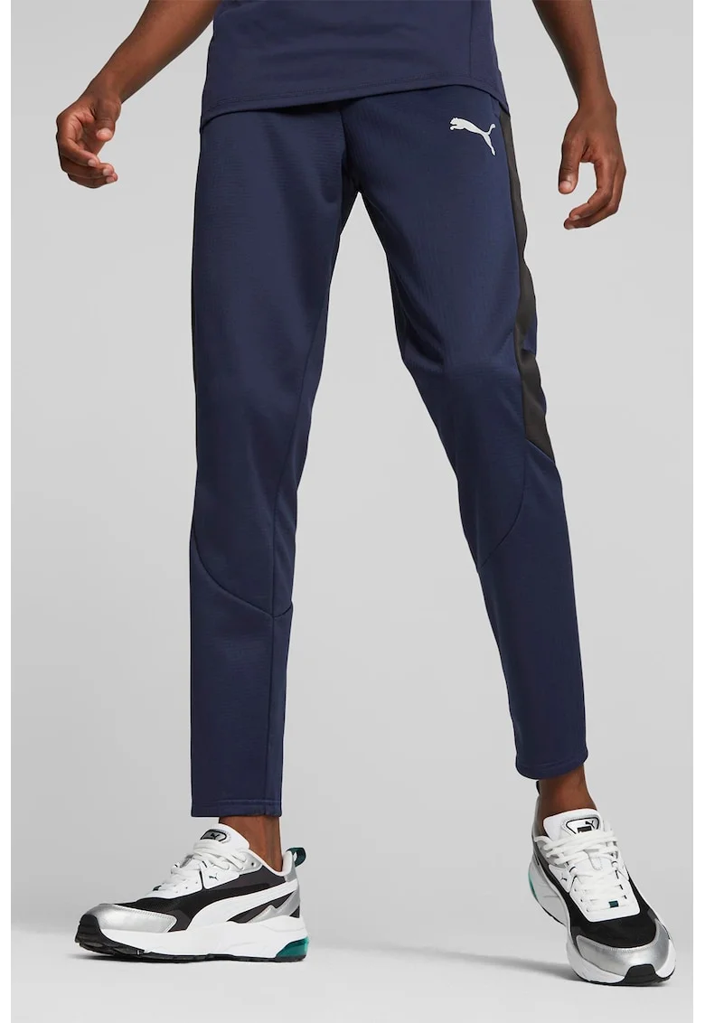 Pantaloni sport cu segmente contrastante Evostripe, Negru/Bleumarin