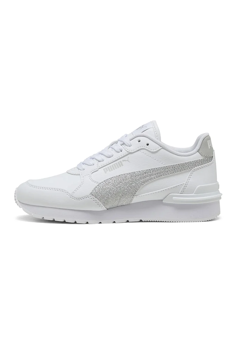 Pantofi sport de piele si piele ecologica ST Runner v4, Gri/Alb optic/Argintiu