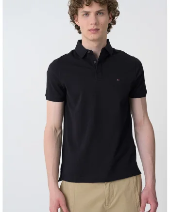Tricou polo de bumbac pique, Negru