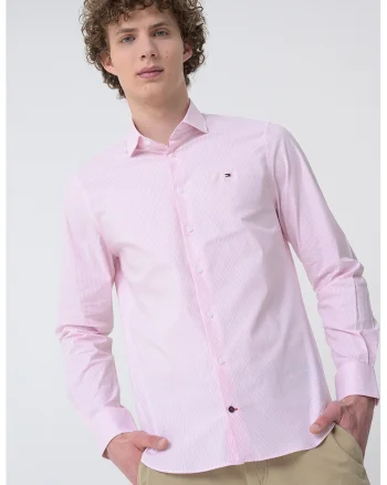 Camasa de bumbac cu logo, Alb/Roz pastel