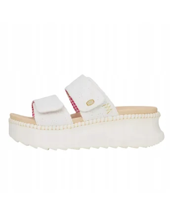 Slapi Femei Flatform Spuma EVA, Delray Slide Eyelet, Alb, Alb