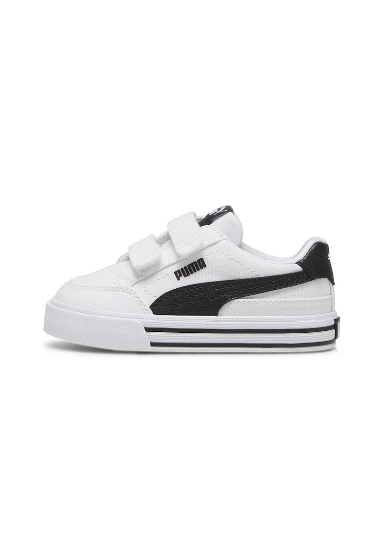 Pantofi sport Court Classic cu velcro, Negru/Alb murdar