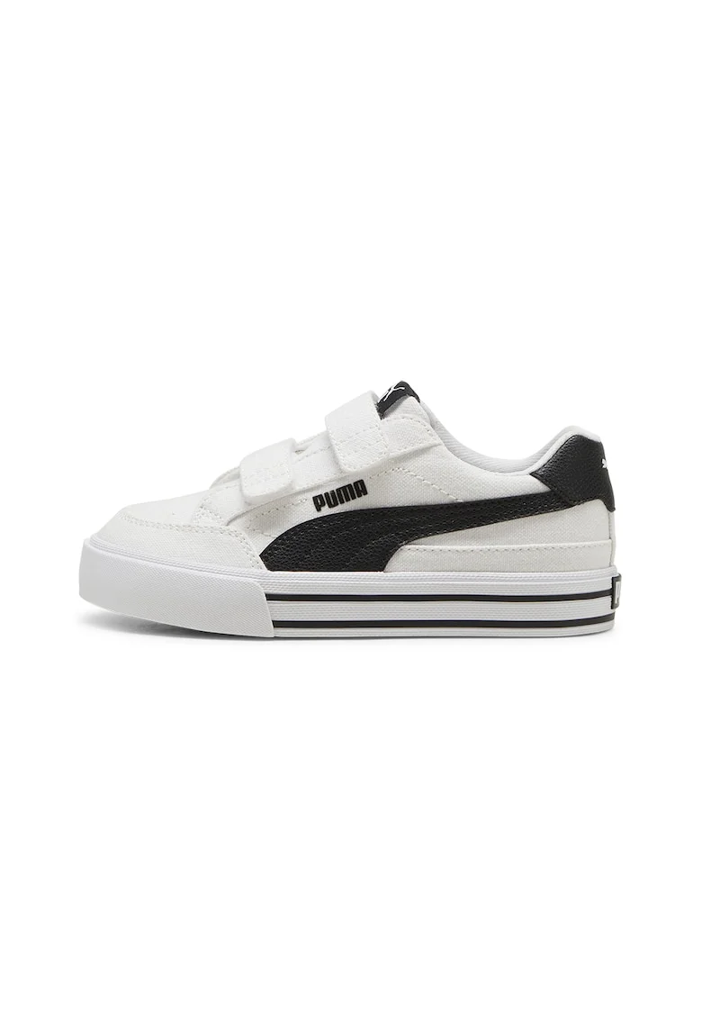 Pantofi sport cu velcro Court Classic, Negru/Alb murdar