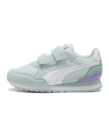Pantofi sport ST Runner v4 cu bareta velcro si insertii de plasa, Alb/Ametist/Verde menta