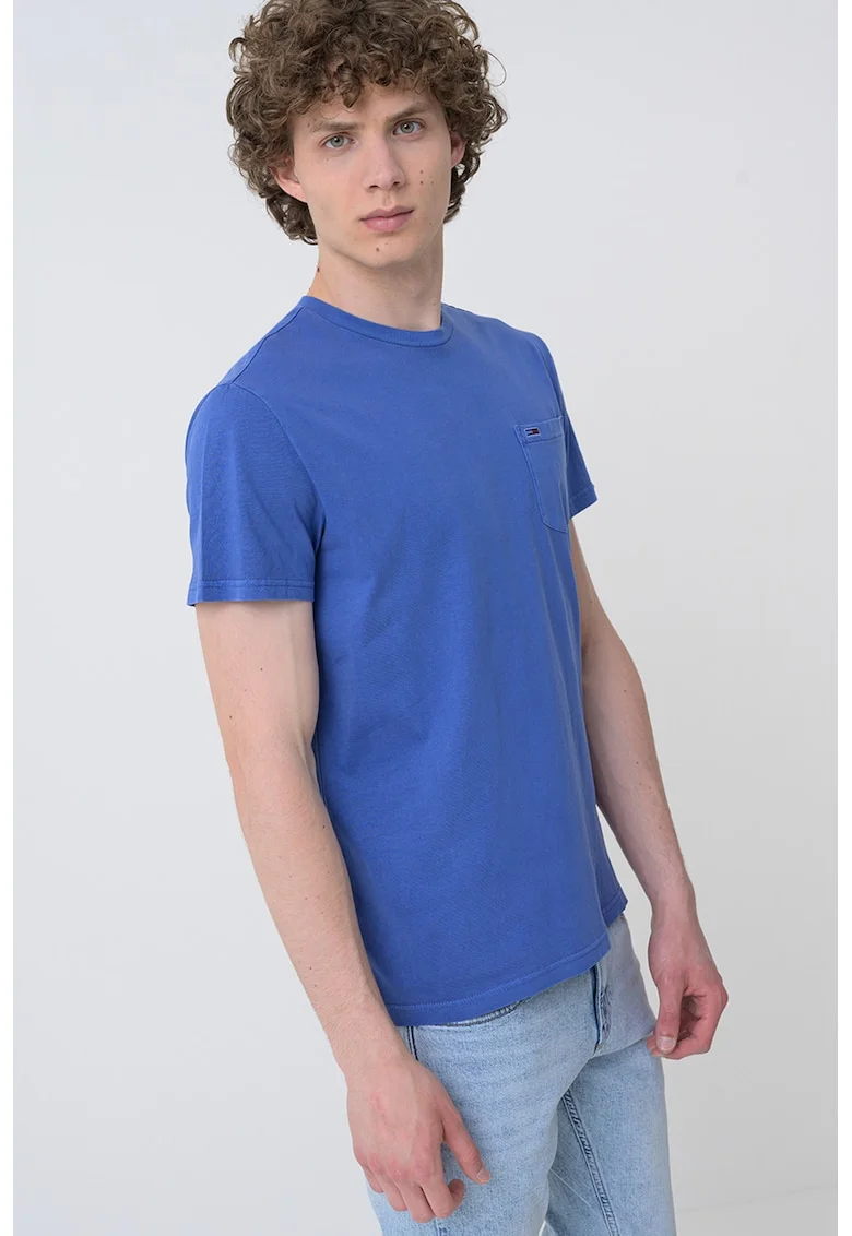 Tricou slim-fit cu decolteu la baza gatului