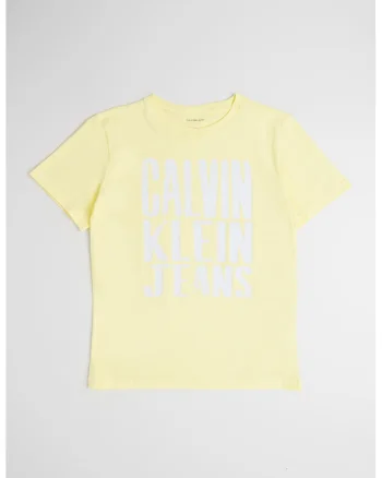Tricou de bumbac cu logo supradimensionat, Alb/Galben