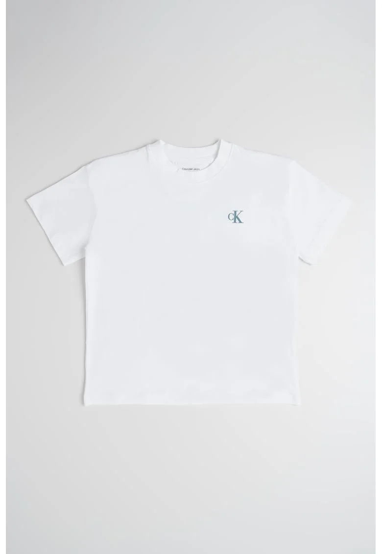 Tricou cu imprimeu pe spate, Alb/Albastru prafuit/Lila