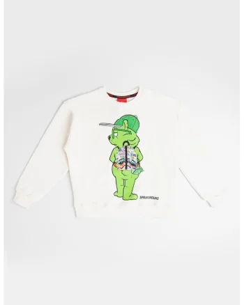 Bluza de trening din bumbac Sharks In The Rizz Bear, Verde lime/Crem