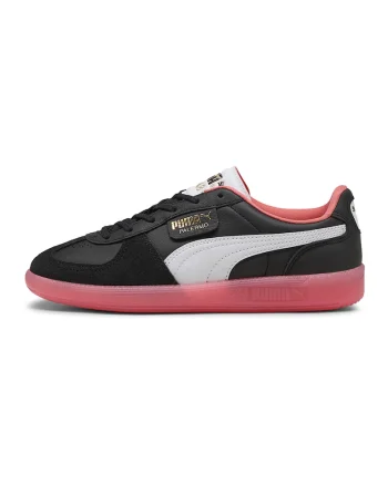 Pantofi sport de piele cu insertii de piele intoarsa Palermo, Alb/Negru stins/Roz
