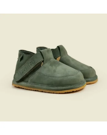 Pantofi Barefoot din piele naturala, Vollo, Verde, Verde