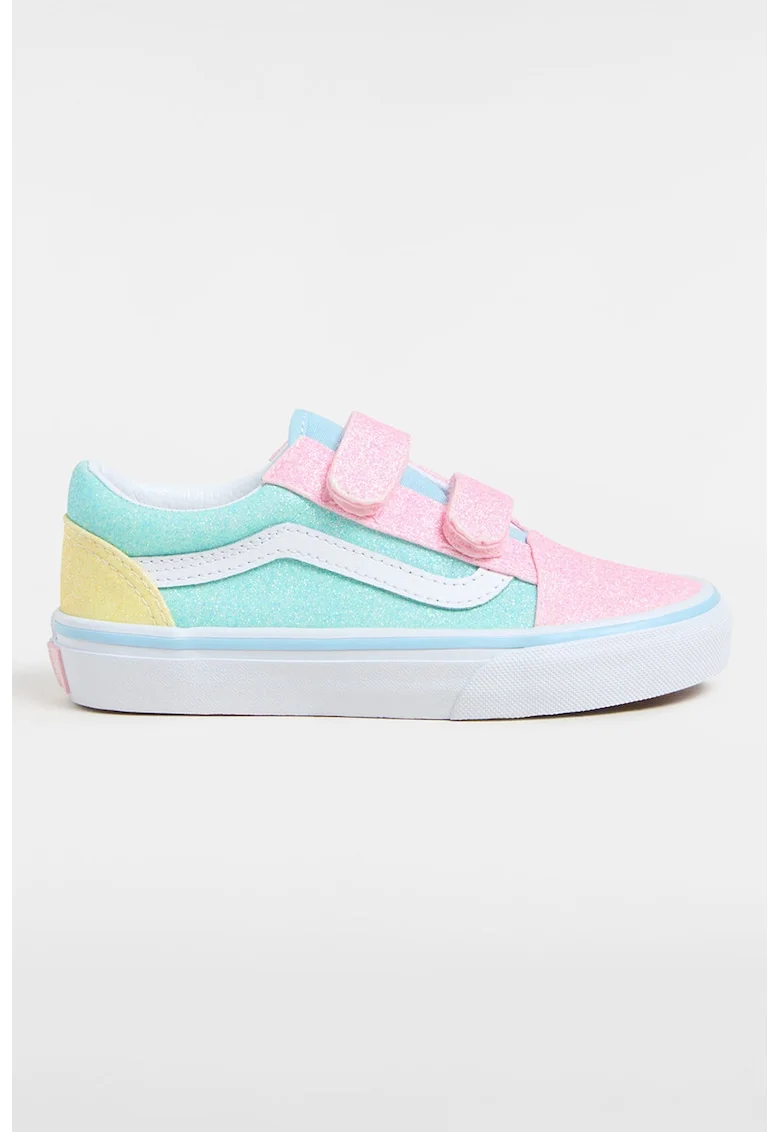Pantofi sport stralucitori cu model colorblock, Roz deschis/Albastru glaciar