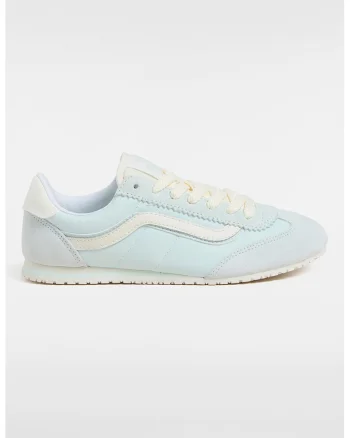 Pantofi sport low cut din piele intoarsa, Albastru pastel/Crem