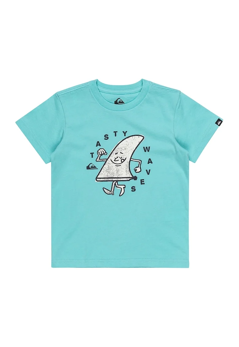 Tricou de bumbac cu imprimeu Tasty Waves, Alb/Albastru deschis