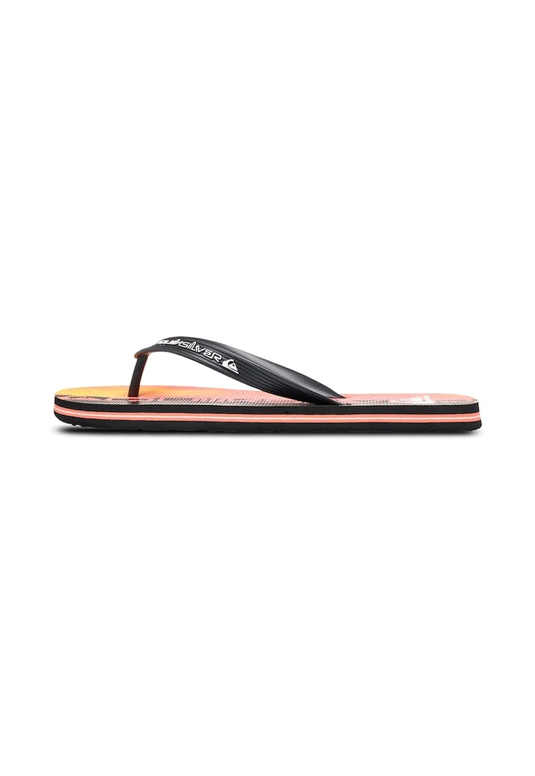 Papuci flip-flop cu logo Molokai Art, Negru/Portocaliu/Rosu stins