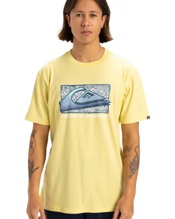 Tricou cu decolteu la baza gatului Retro Fade, Galben/Albastru
