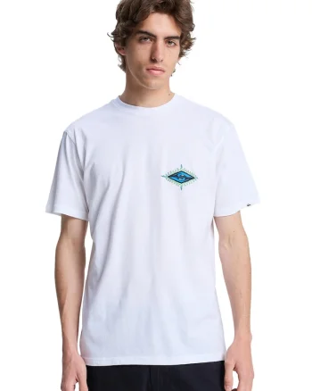 Tricou cu decolteu la baza gatului si imprimeu grafic, Alb/Albastru deschis