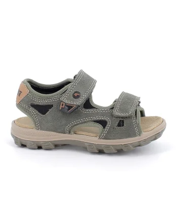 Sandale din piele intoarsa si material textil cu inchidere velcro
