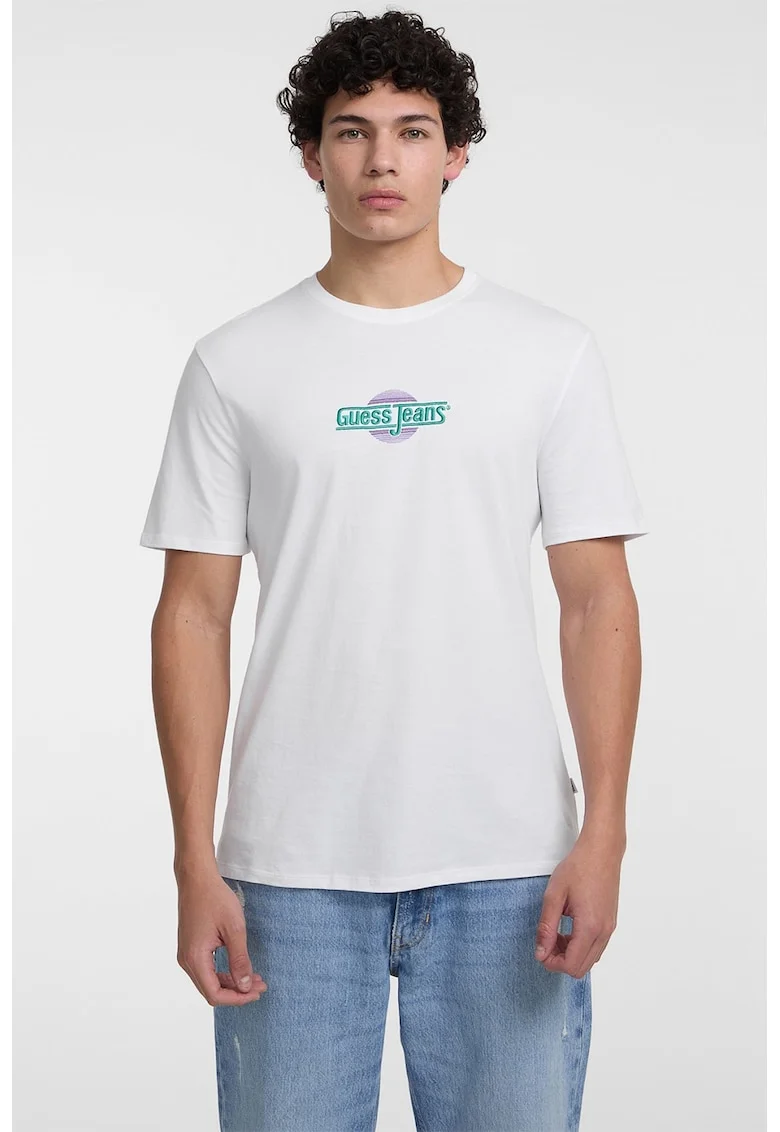 Tricou regular fit cu decolteu la baza gatului, Alb/Lila/Verde persan