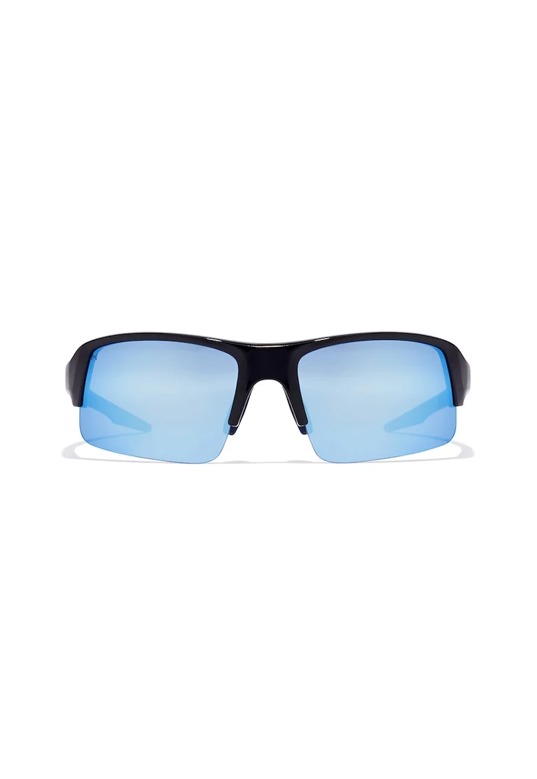 Ochelari de soare wrap cu lentile oglinda, Negru