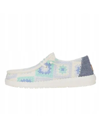 Mocasini Femei Spuma EVA, Wendy Cottage Crochet, Albastru, Albastru