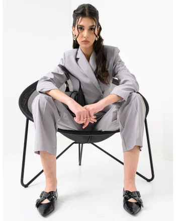 Sacou regular-fit cu revere decupate, Gri deschis