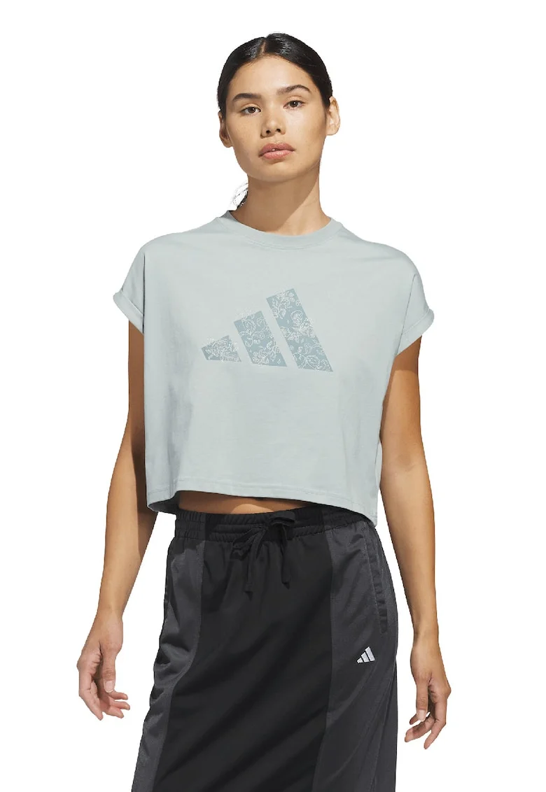 Tricou crop cu maneci pliabile Western, Verde sparanghel