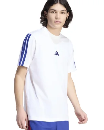 Tricou de bumbac cu logo brodat, Albastru inchis/Alb optic