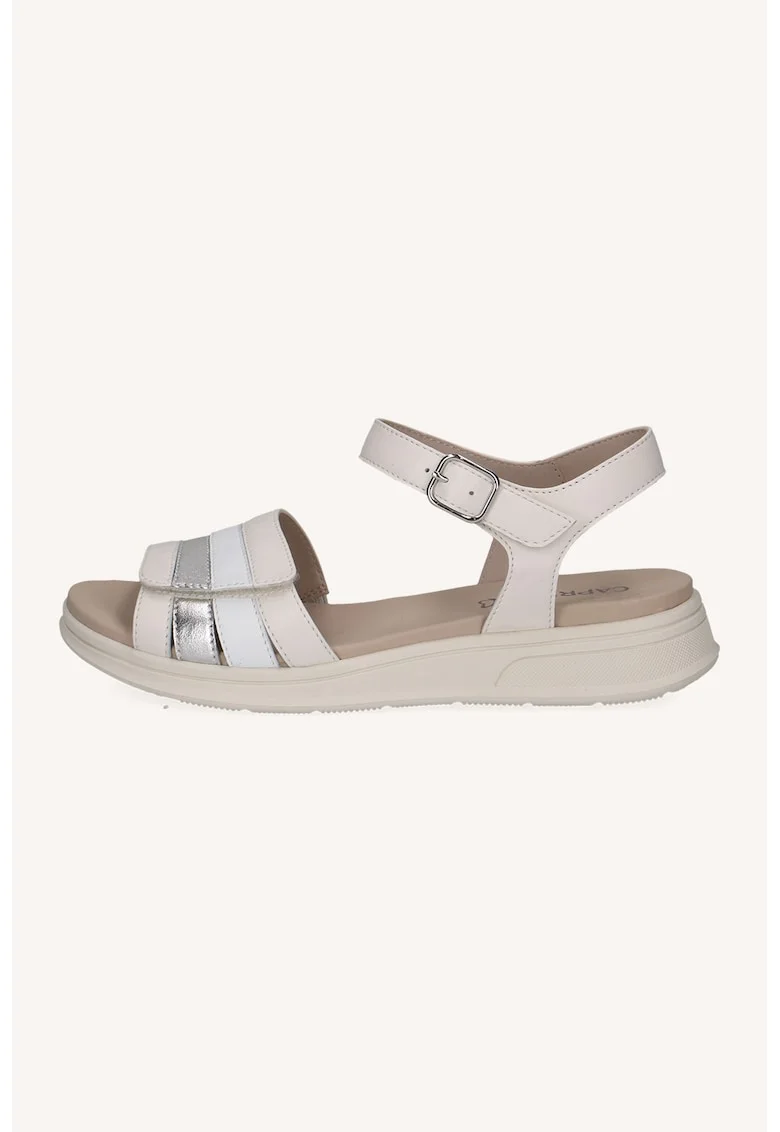 Sandale din piele cu design velcro, Auriu/Maro nisip/Bej deschis