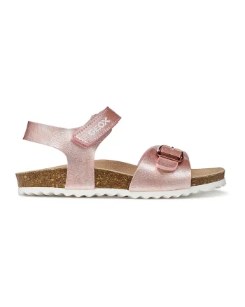 Sandale de piele ecologica cu velcro Adriel, Roz