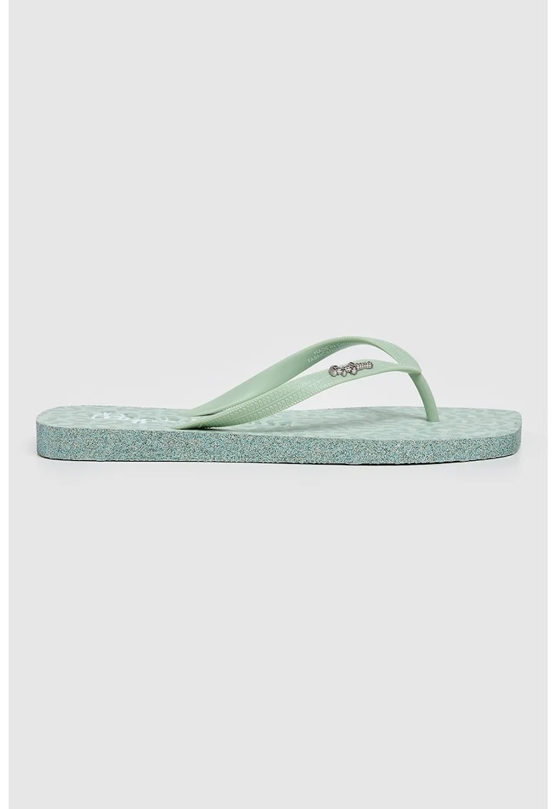 Papuci flip-flop cu logo metalic, Verde pal