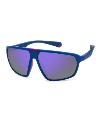 Ochelari de soare shield unisex polarizati cu lentile oglinda, Albastru deschis