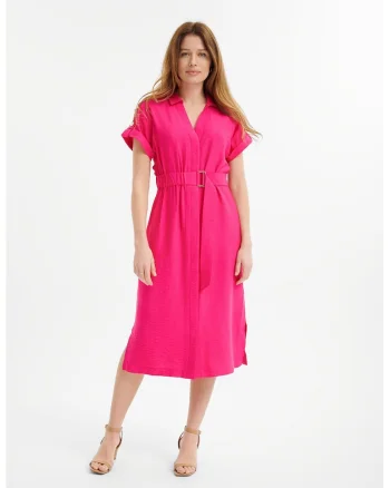 Rochie-camasa cu o curea, Fucsia