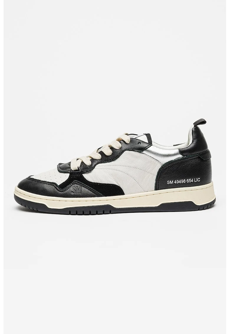 Pantofi sport din piele si piele intoarsa Easton, Negru/Gri cenusiu/Argintiu