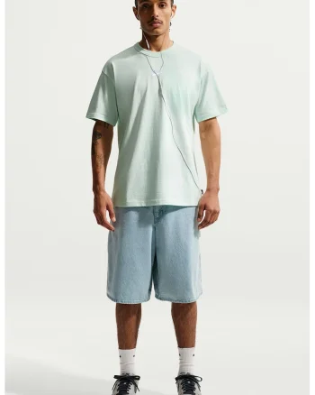 Tricou relaxed fit cu broderie logo Premium Essentials, Verde pal