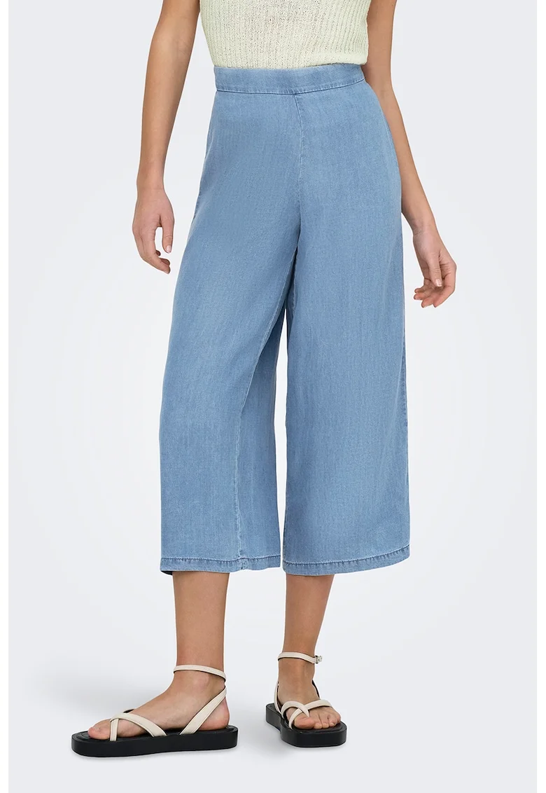 Pantaloni ampli crop din lyocell, Albastru lavanda
