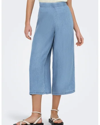 Pantaloni ampli crop din lyocell, Albastru lavanda