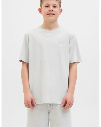 Tricou lejer de bumbac, Alb/Gri deschis