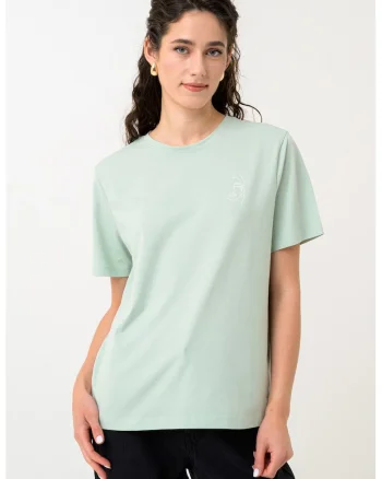 Tricou din bumbac cu imprimeu grafic, Verde deschis