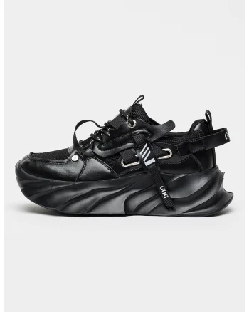 Pantofi sport flatform cu sireturi, Negru