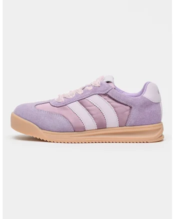 Pantofi sport din piele intoarsa cu garnituri din material textil, Violet deschis/Violet pastel