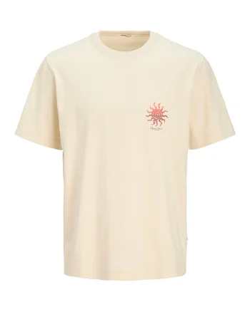 Tricou de bumbac cu imprimeu, Alb fildes