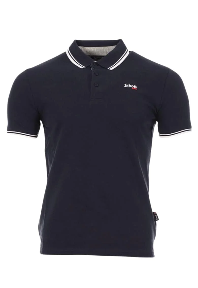 Tricou polo barbatesc  bumbac, negru, design modern, maneci scurte,