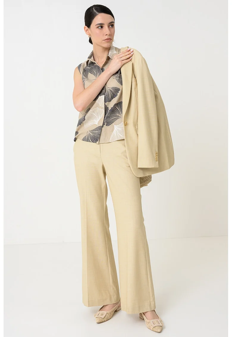 Camasa lejera cu model floral, Maro taupe/Bleumarin