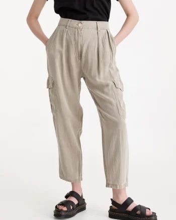 Pantaloni cargo din amestec de in si liocel