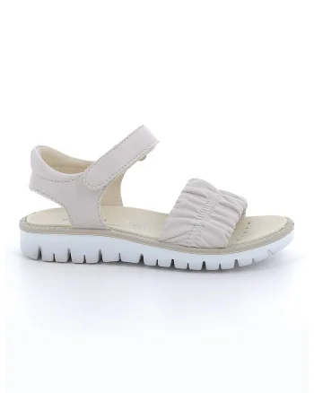Sandale din piele ecologica cu inchidere velcro, Alb