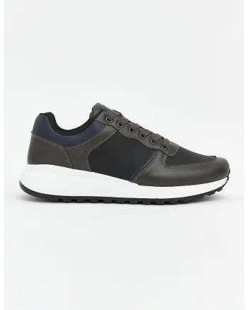 Pantofi sport din piele ecologica, Maro/Bleumarin